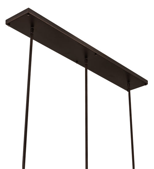 Meyda Lighting Belvidere 42" 3-Light Mahogany Bronze Island Pendant Light With Beige Iridescent & Amber Stained Shade Glass