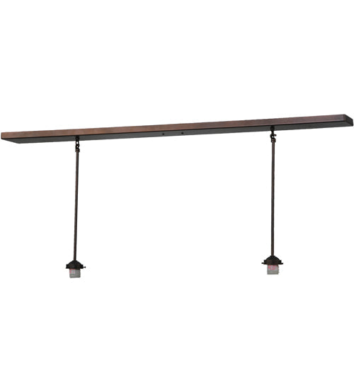 Meyda Lighting Belvidere 48" 2-Light Mahogany Bronze Island Pendant Light With Amber and Beige Shade Glass