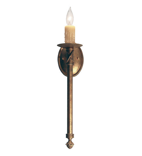Meyda Lighting Benedict 5" Autumn Leaf Wall Sconce With Amber Faux Candlelight Shade