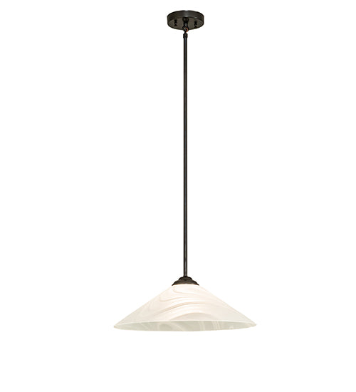 Meyda Lighting Blanco Swirl 18" Craftsman Brown Pendant Light With White Shade Glass