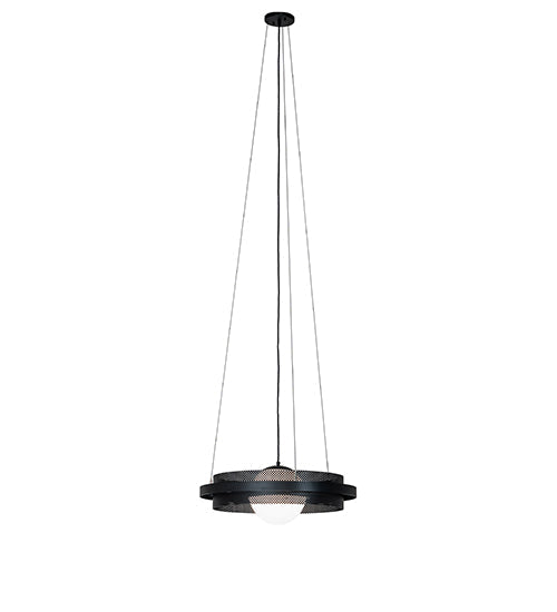 Meyda Lighting Bola 24" Solar Black Whipple Pendant Light With White Shade Glass