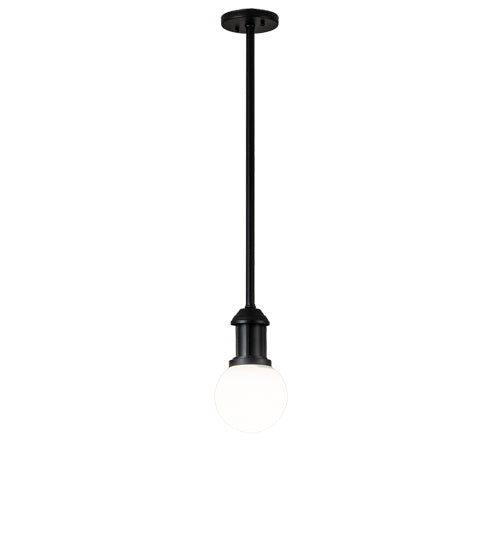 Meyda Lighting Bola 6" Textured Black Pendant Light With White Statuario Idalight Shade