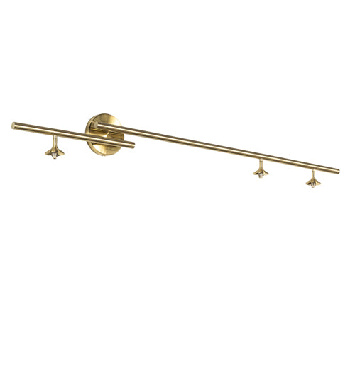 Meyda Lighting Bola 60" 3-Light Brushed Waxed Brass Wall Sconce With Matte White Opal Shade Glass