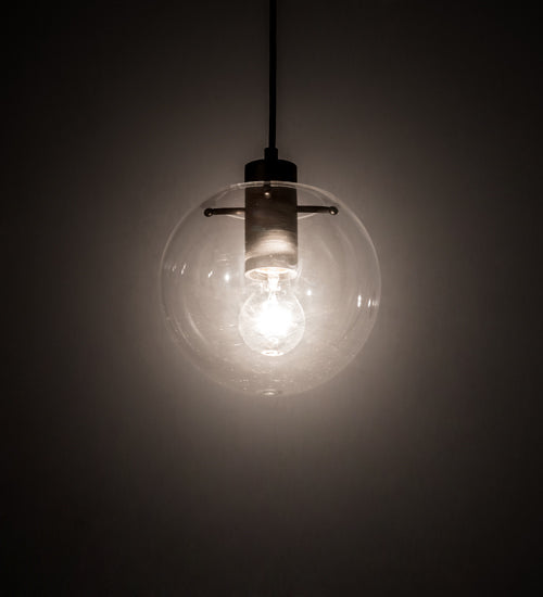 Meyda Lighting Bola 8" Textured Black Mini Pendant Light With Clear Crystal Idalight Shade Glass