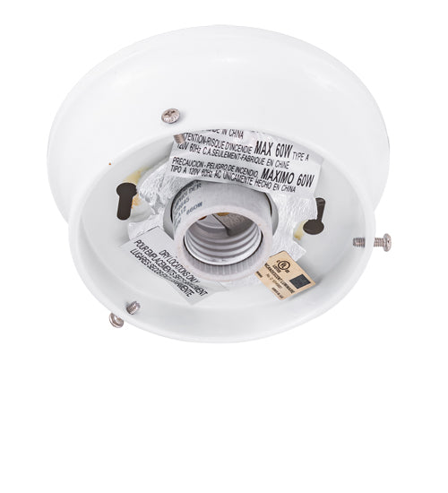 Meyda Lighting Bola 8" White Flush Mount Light With White Globe Shade Glass