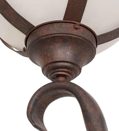 Meyda Lighting Bola 84"H x 35"W 2-Light Rusty Nail Tavern Street Outdoor Post Mount Light With Clear Frosted Shade