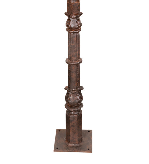 Meyda Lighting Bola 84"H x 43"W 2-Light Rusty Nail Tavern Street Outdoor Post Mount Light With Contrail Mist Idalight Shade
