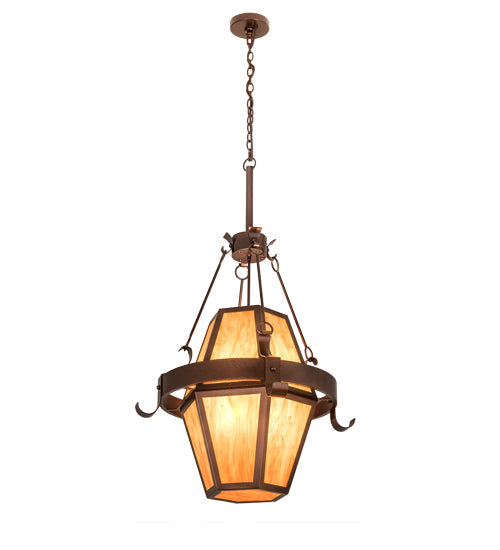 Meyda Lighting Bonanza 226841 30" 8-Light New Copper Vein Pendant Light With Ambra Siena Idalight Shade