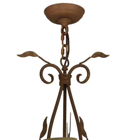 Meyda Lighting Bordeaux 31" 6-Light Organic Rust Chandelier With Cream Textrene Shade