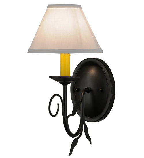Meyda Lighting Bordeaux 7" Blackwash Wall Sconce With White Fabric Textrene Shade