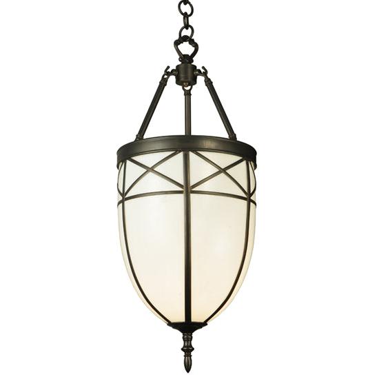Meyda Lighting Borough Hall 11" Craftsman Brown Hall Post Light With White Art Shade Glass