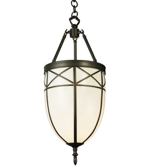 Meyda Lighting Borough Hall 11" Craftsman Brown Hall Post Light With White Art Shade Glass