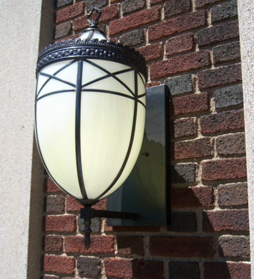 Meyda Lighting Borough Hall 11" Craftsman Brown Wall Sconce With White Art Shade Glass