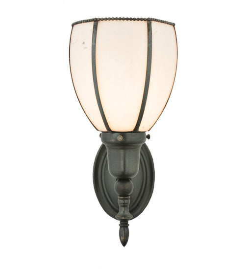 Meyda Lighting Borough Hall 7" Craftsman Brown Wall Sconce With White Art Shade Glass