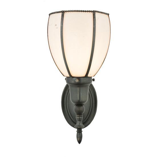 Meyda Lighting Borough Hall 7" Craftsman Brown Wall Sconce With White Art Shade Glass
