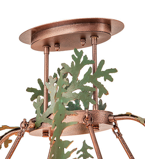 Meyda Lighting Boulders 42" 14-Light New Copper Vein & Hand Paint Island Pendant Light With Amber & Silver Mica Shade