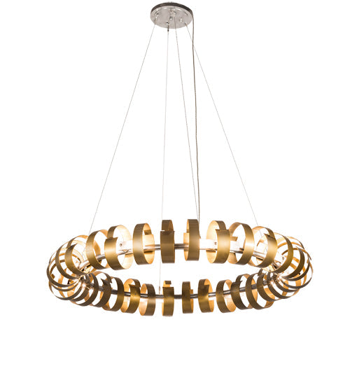 Meyda Lighting Bracciali 63" 16-Light Transparent Gold & Extreme Chrome Pendant Light With White Statuario Idalight Shade