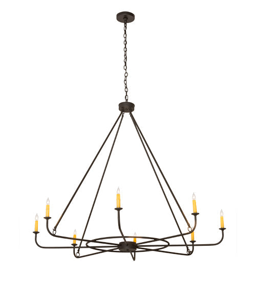 Meyda Lighting Brach Ring 57" 8-Light Wrought Iron Chandelier With Ivory Faux Candlelight