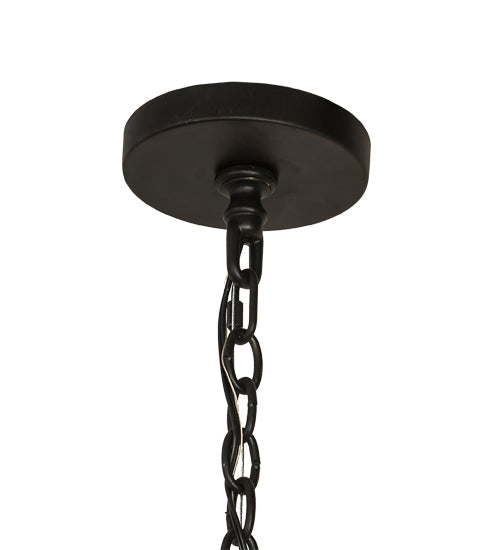 Meyda Lighting Brach Ring 72" 10-Light Textured Black Chandelier With White Textrene Shade
