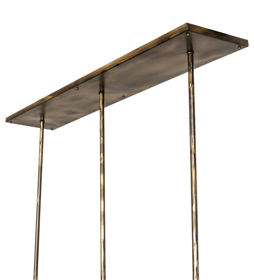 Meyda Lighting Branches 50" 9-Light Dark Burnished Antique Copper Island Pendant Light With Silver Mica Shade Glass
