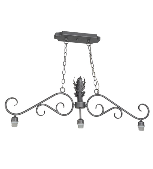 Meyda Lighting Bristol 48" 3-Light Blackened Pewter Island Pendant Light With White Parchment Shade