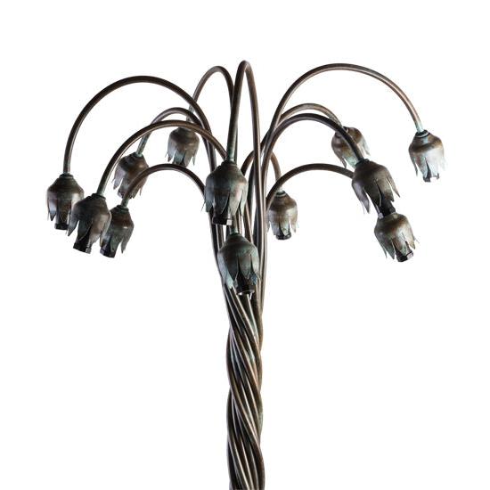 Meyda Lighting Bronze Lily 61" 12-Light Verdigris Floor Lamp Base