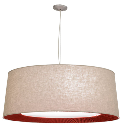 Meyda Lighting Bruges 52" 5-Light Nickel Pendant Light With Beige, Red and White Textrene Shade
