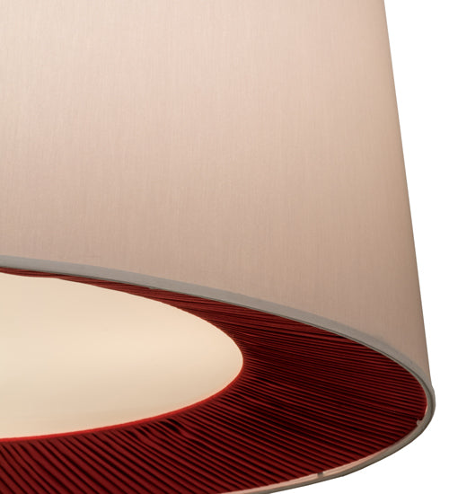 Meyda Lighting Bruges 52" 5-Light Nickel Pendant Light With Cream & Red Textrene Shade