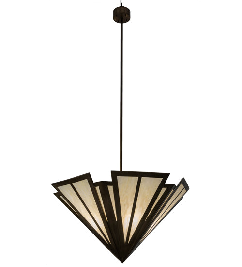 Meyda Lighting Brum 48" 6-Light Antique Copper Pendant Light With Creme Carrare Idalight Shade Glass