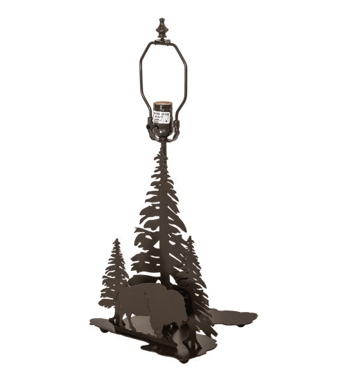 Meyda Lighting Buffalo 21" 2-Light Timeless Bronze Table Lamp With Amber Mica Shade Glass and Lighted Base