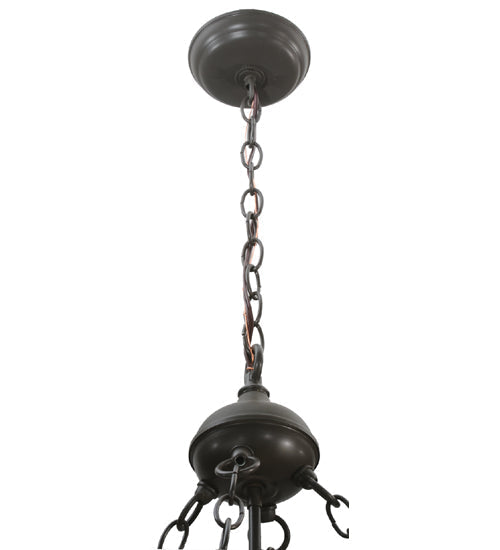 Meyda Lighting Buffalo 24" 5-Light Timeless Bronze Inverted Pendant Light With Silver Mica Shade Glass