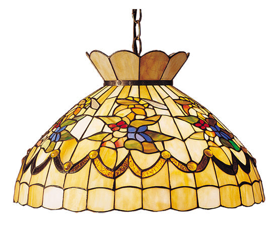 Meyda Lighting Bumble Bee 20" Mahogany Bronze Pendant Light With Multi-Colored Shade Glass
