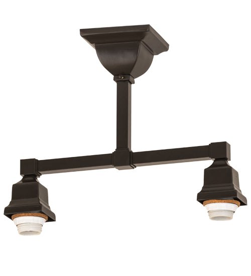 Meyda Lighting Bungalow 17" 2-Light Timeless Bronze Semi-flush Mount Light With Frosted Amber Shade Glass