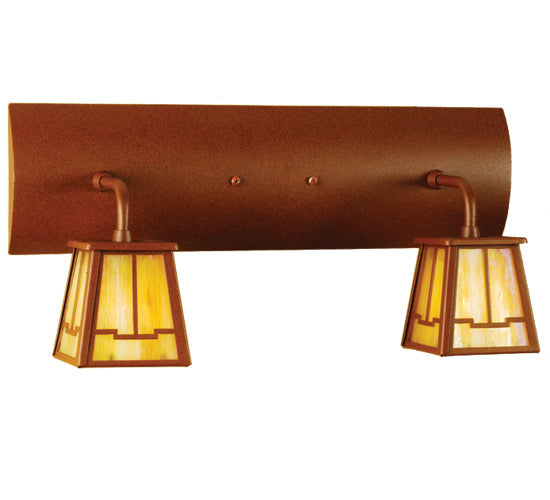 Meyda Lighting Bungalow 18" 2-Light Rust Valley View Vanity Light With Beige Shade Glass