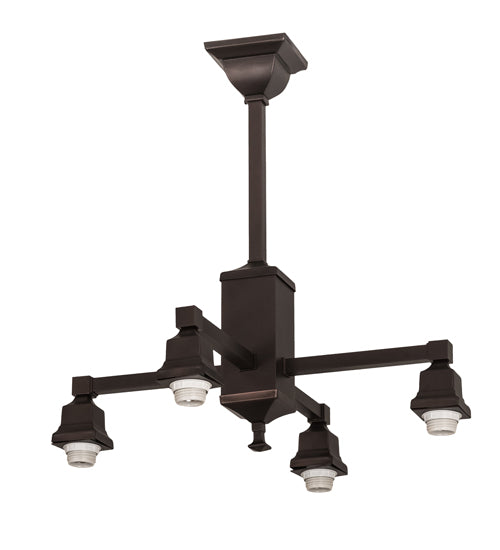 Meyda Lighting Bungalow 25" 4-Light Mahogany Bronze White Alabaster Swirl Chandelier With White Shade Glass