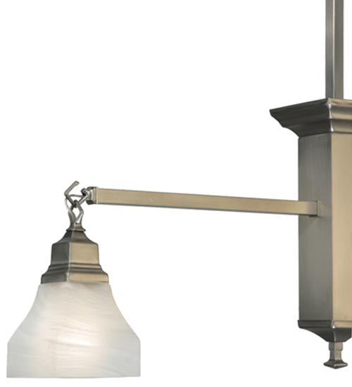 Meyda Lighting Bungalow 40" 2-Light Brushed Nickel Island Pendant Light With White Alabaster Shade Glass
