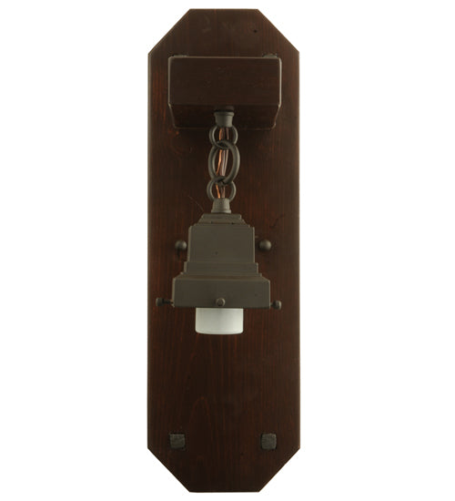 Meyda Lighting Bungalow 5" Chestnut Wall Sconce With Frosted Amber Shade Glass
