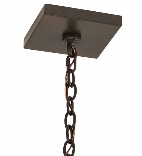 Meyda Lighting Bungalow Rose 51" 8-Light Timeless Bronze Inverted Pendant Light With Multi-Colored Stained Shade Glass