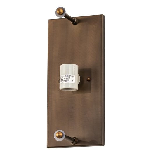 Meyda Lighting Bungalow Rose 9" 2-Light Antique Copper Wall Sconce With Amber Mica & Birchwood Shade Glass