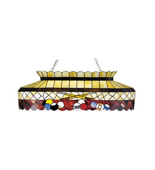 Meyda Lighting Burgundy Billiard 40" 6-Light Island Pendant Light With Multi-Colored Shade Glass