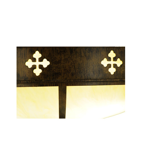 Meyda Lighting Byzantine 36" 4-Light Brushed Gold Flush Mount Light With Sahara Taupe Idalight Shade