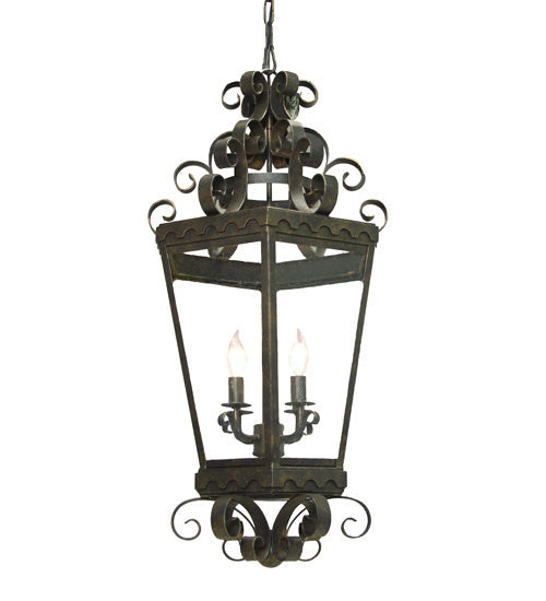 Meyda Lighting Cadenza 16" 4-Light Blackwash Pendant Light With Clear Seeded Shade Glass