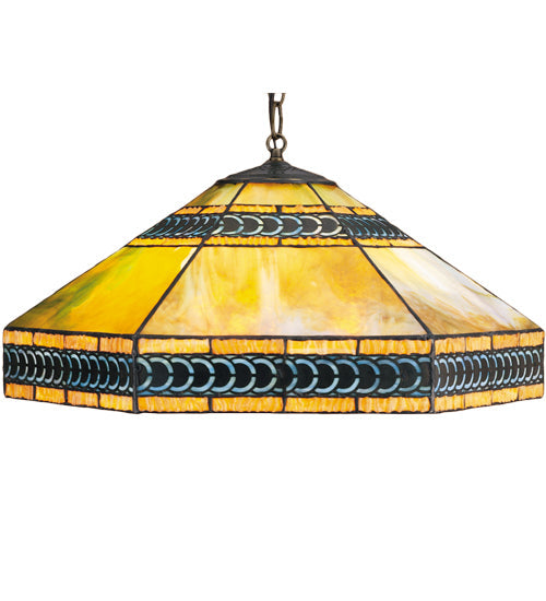 Meyda Lighting Cambridge 22" 3-Light Mahogany Bronze Pendant Light With Multi-Colored Shade Glass