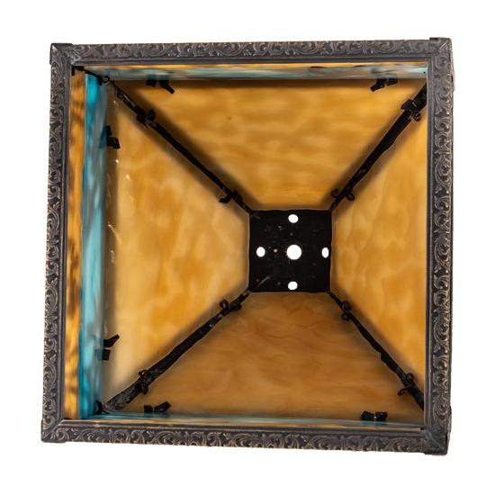 Meyda Lighting Camel 13" Antique Brass With Beige and Sky Blue Shade Glass