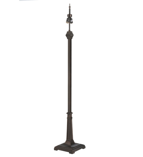 Meyda Lighting Camel 68" 2-Light Craftsman Brown Highlighted Mission Floor Lamp With Blue & Beige Shade Glass