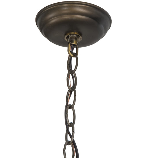 Meyda Lighting Canoe At Lake 22" 2-Light Antique Copper Pendant Light With Amber Mica Shade Glass
