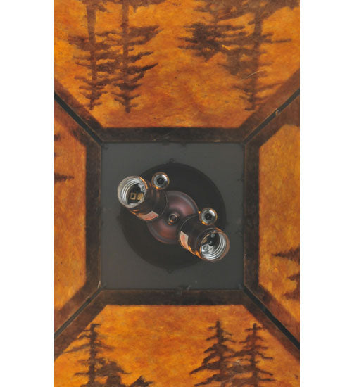Meyda Lighting Canoe At Lake 22" 2-Light Timeless Bronze Pendant Light With Amber Mica Shade