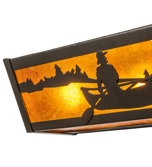 Meyda Lighting Canoe At Lake 24" 4-Light Timeless Bronze Vein Vanity Light With Amber Mica Shade Glass