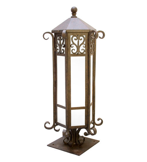 Meyda Lighting Caprice 12" Coffee Bean Post Mount Light With Frosted Clear Seeded Shade Glass