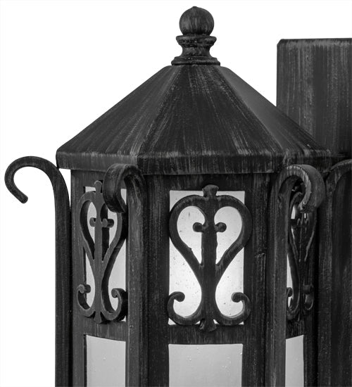Meyda Lighting Caprice 169242 9" Antique Iron Gate Wall Sconce With Frosted Seeded Shade Glass